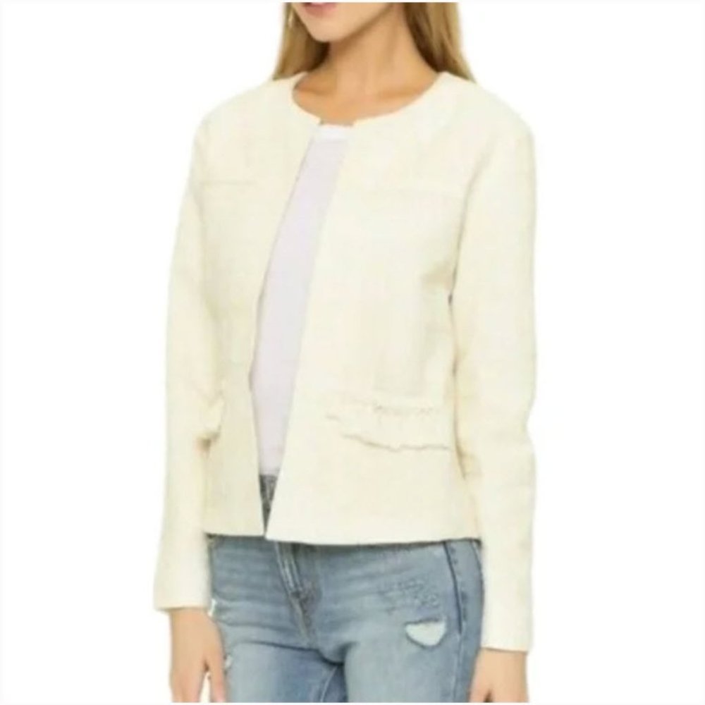 Anine Bing cotton blazer embroidered with fringe tassels jacquard sz Large